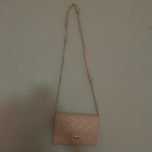 Women’s Quilted Crossbody Bag in Blush Pink